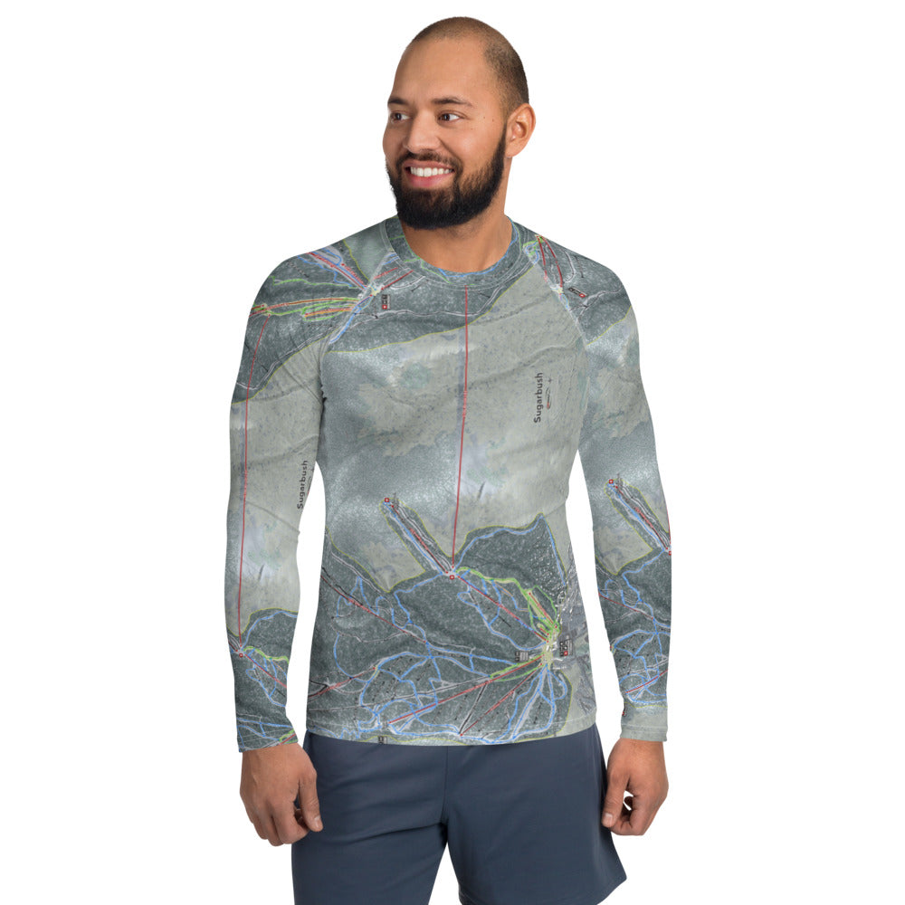 Sugarbush, Vermont Ski Trail Map Men's Base Layer Top - Powderaddicts