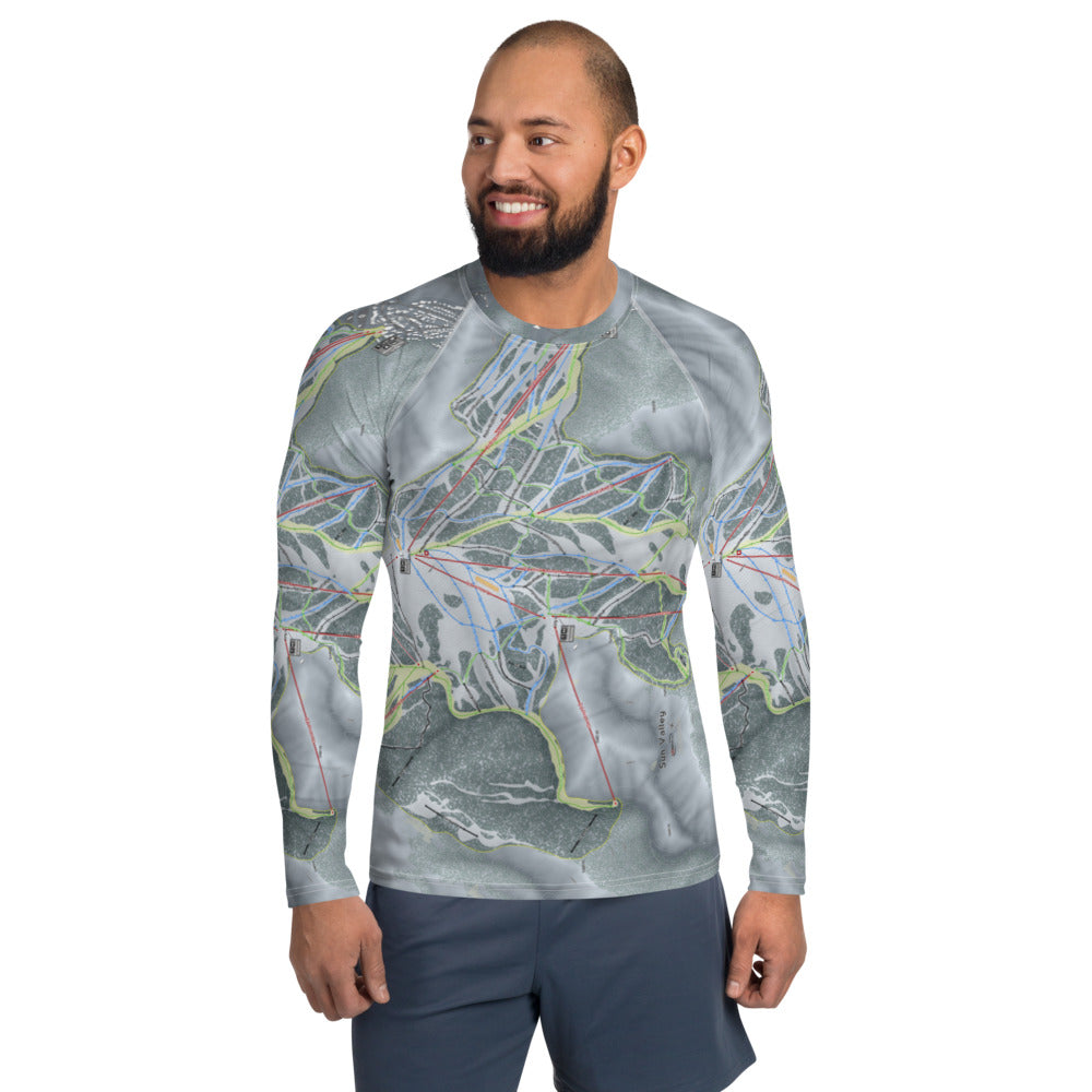 Sun Valley, Idaho Ski Trail Map Men's Base Layer Top - Powderaddicts