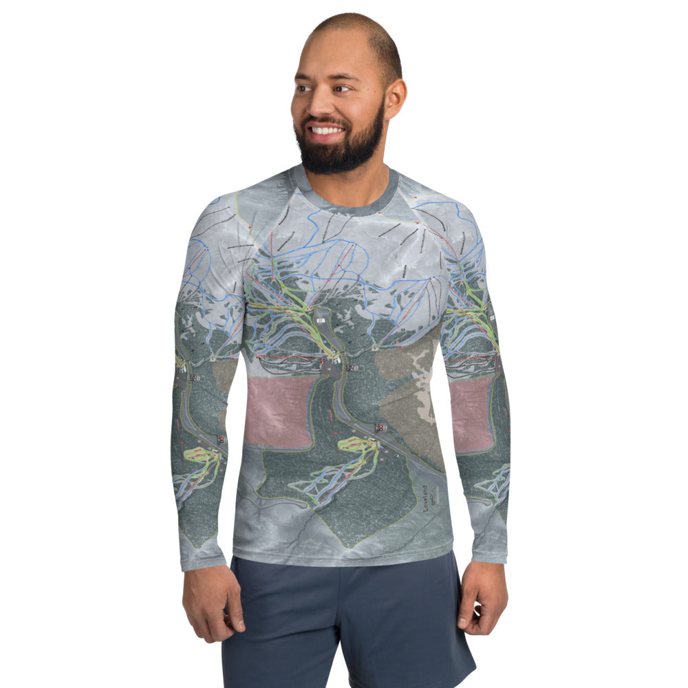 Loveland, Colorado Ski Trail Map Men's Base Layer Top - Powderaddicts