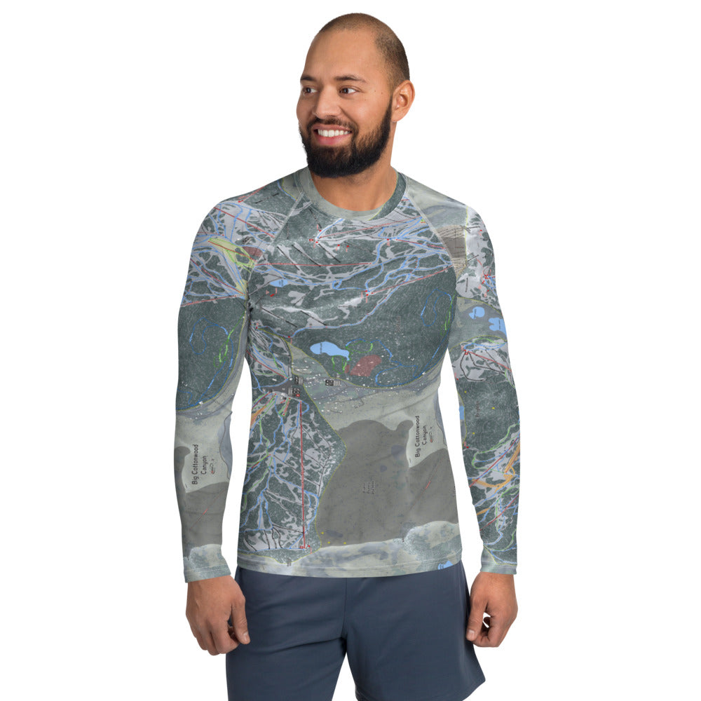 Big Cottonwood Canyon, Utah Ski Trail Map Men's Base Layer Top - Powderaddicts