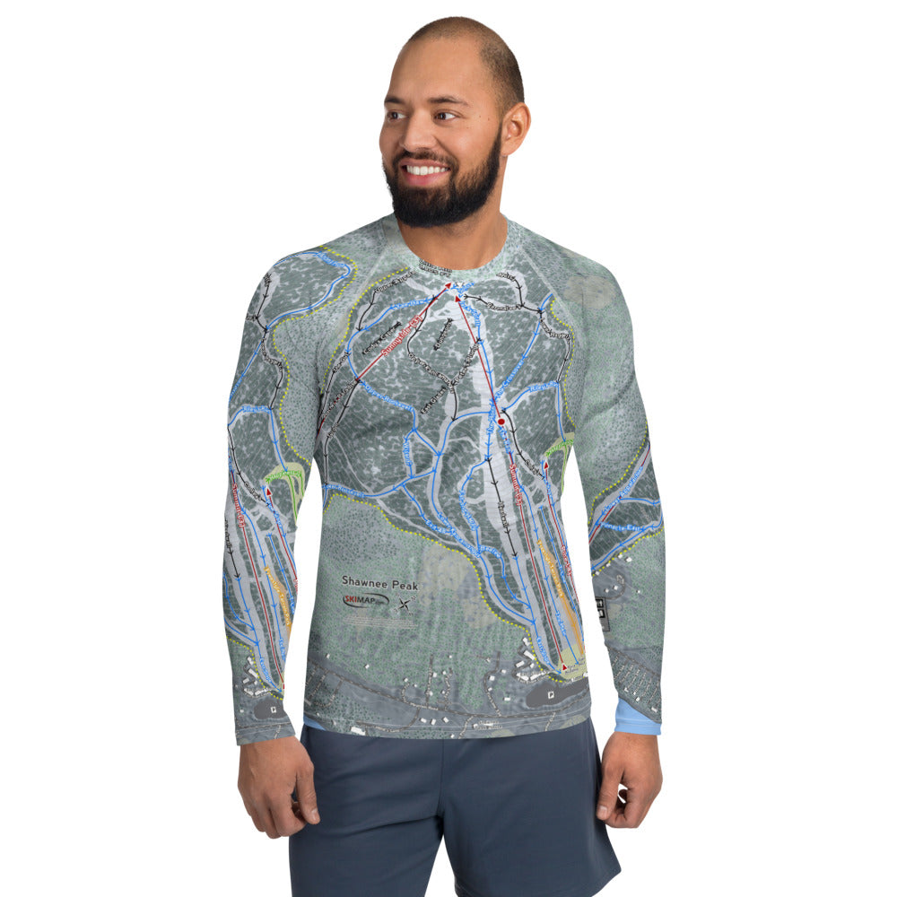 Shawnee Peak, Maine Ski Trail Map Men's Base Layer Top