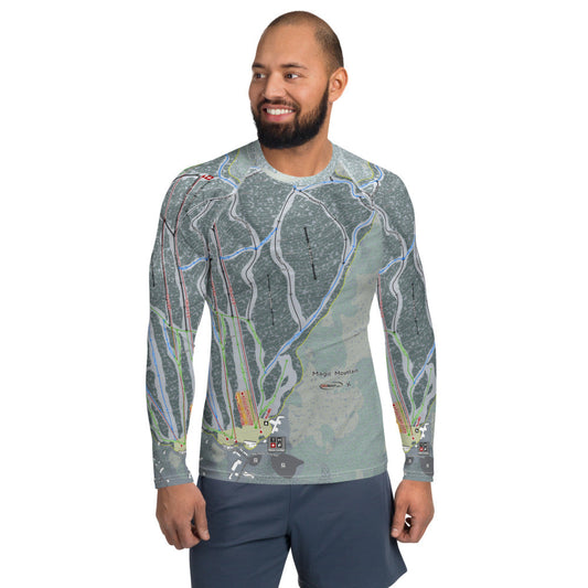 Magic Mountain, Vermont Ski Trail Map Men's Base Layer Top - Powderaddicts
