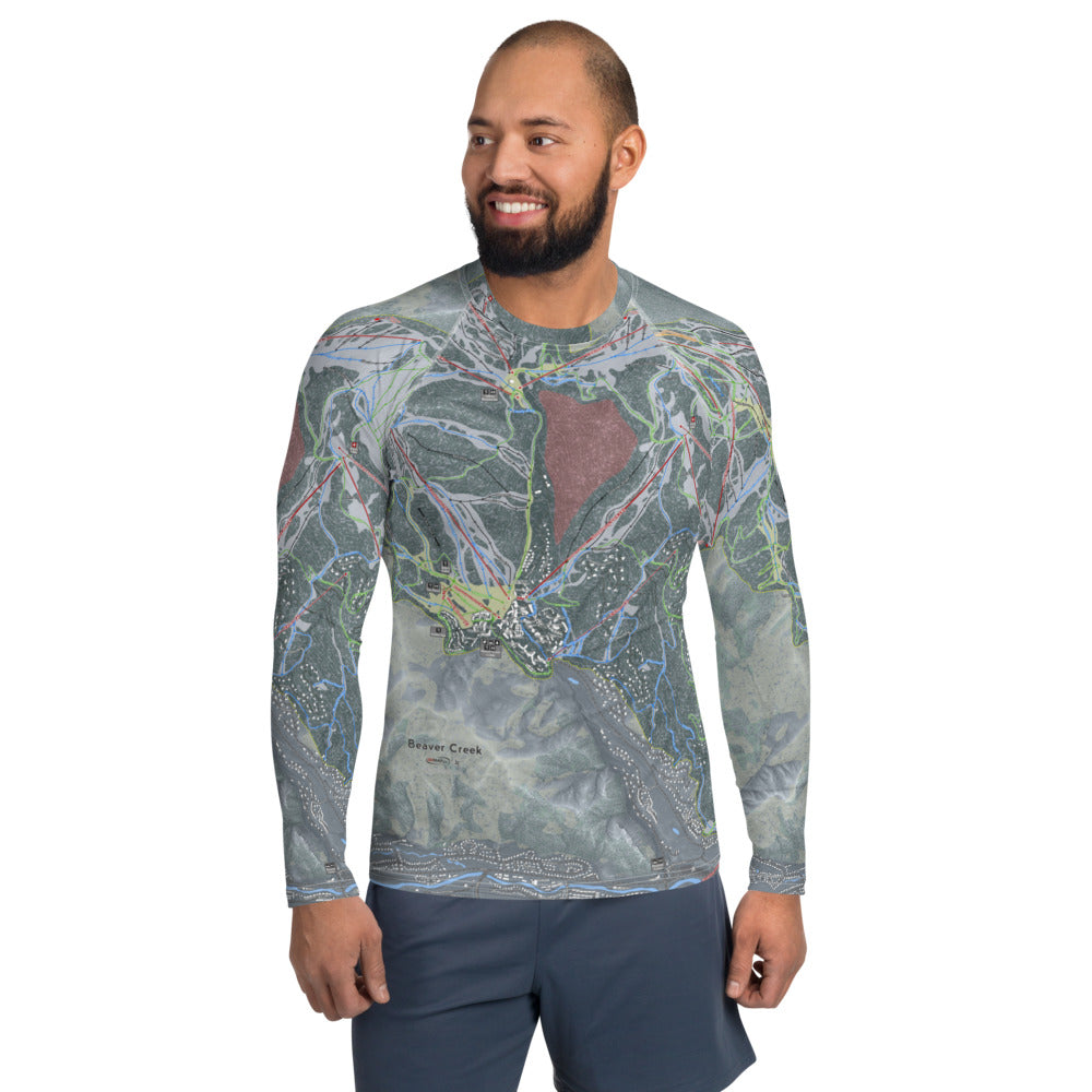 Beaver Creek, Colorado Ski Trail Map Men's Base Layer Top - Powderaddicts