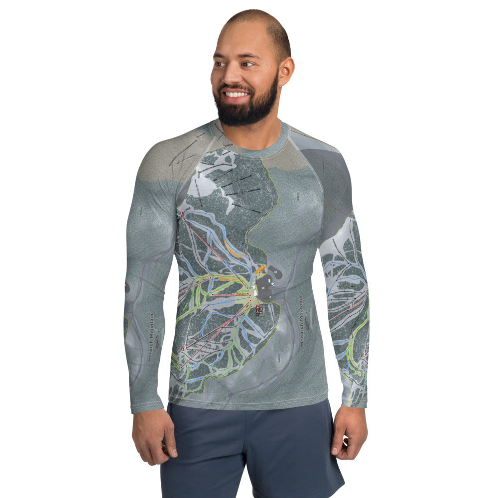 Monarch Mountain, Colorado Ski Trail Map Men&#39;s Base Layer Top - Powderaddicts