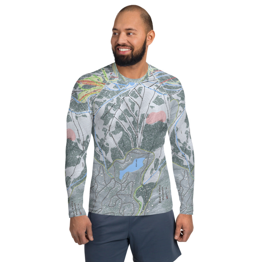 Bear Valley Mountain, California Ski Trail Map Men's Base Layer Top - Powderaddicts