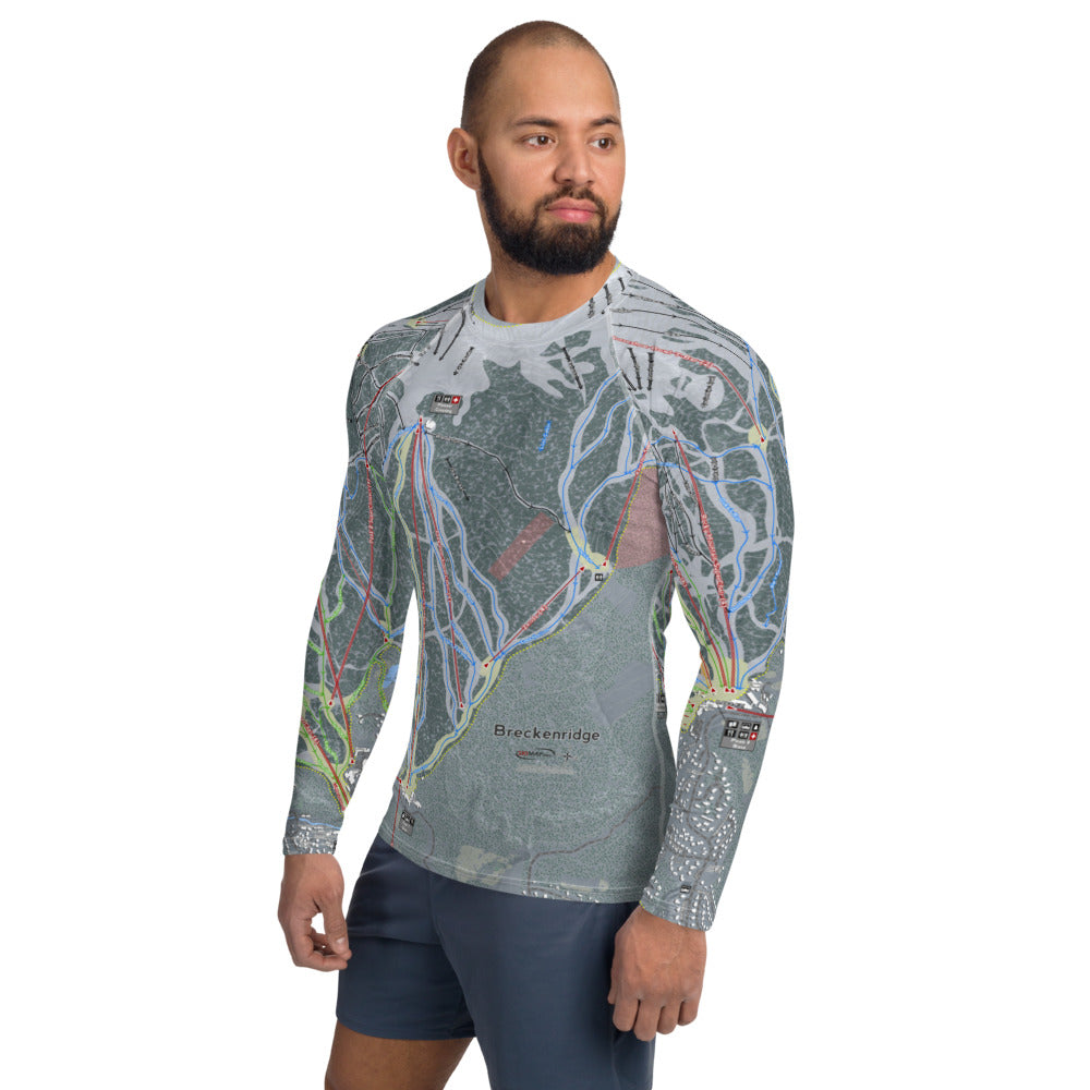 Breckenridge, Colorado Ski Trail Map Men&#39;s Base Layer Top - Powderaddicts