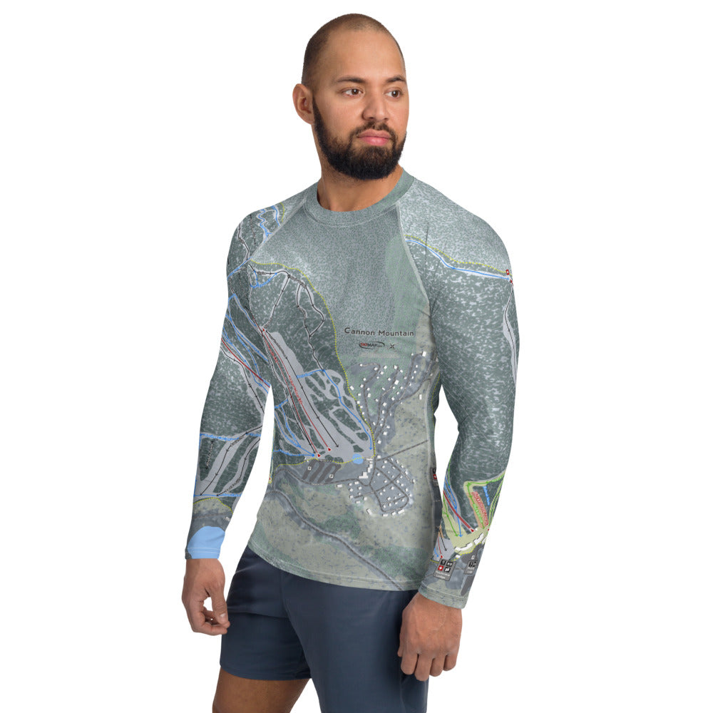 Cannon Mountain, New Hampshire Ski Trail Map Men's Base Layer Top - Powderaddicts
