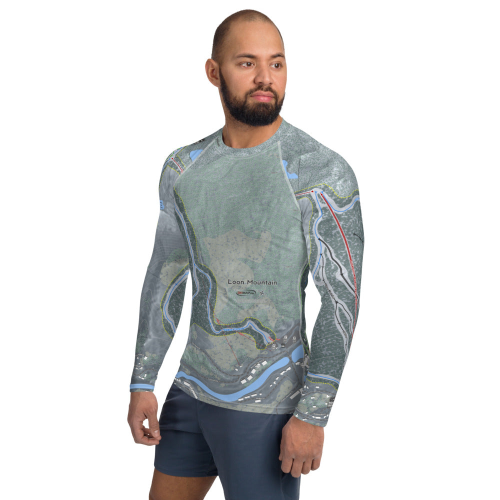 Loon Mountain, New Hampshire Ski Trail Map Men&#39;s Base Layer Top - Powderaddicts