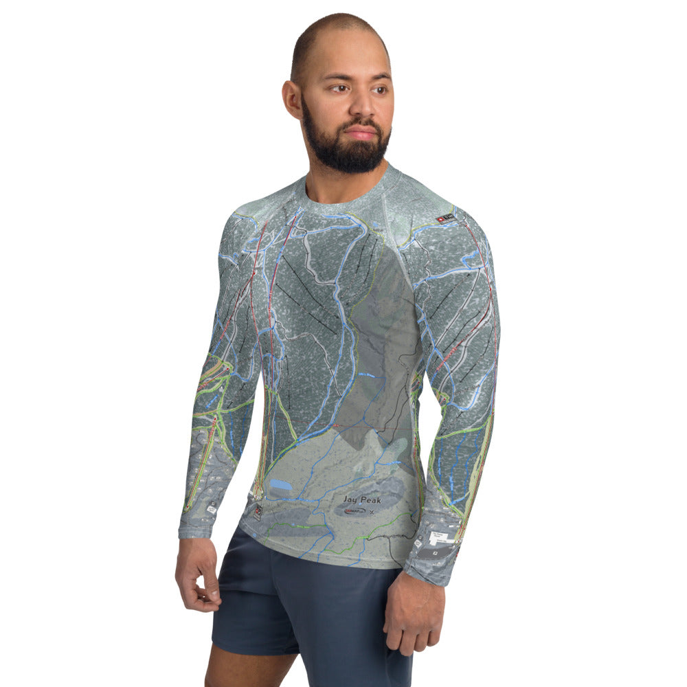 Jay Peak, Vermont Ski Trail Map Men's Base Layer Top - Powderaddicts