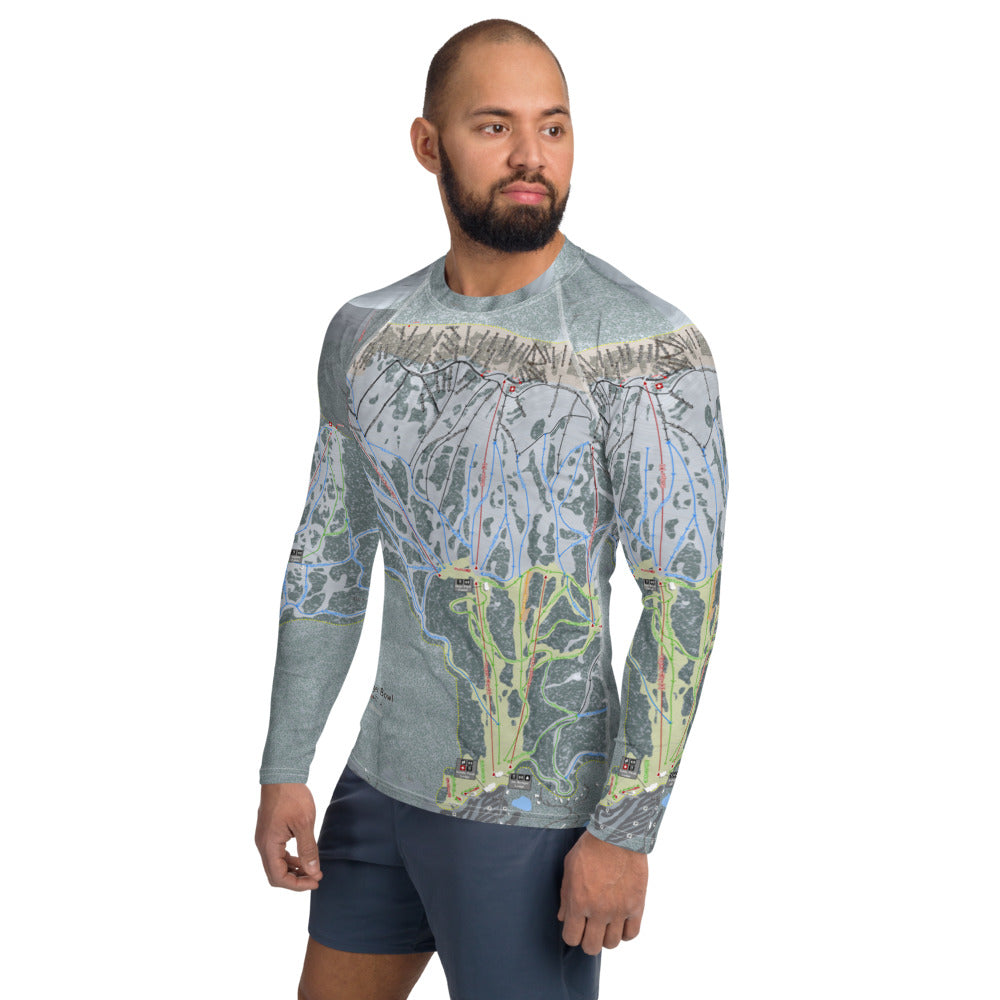 Bridger Bowl, Montana Ski Trail Map Men&#39;s Base Layer Top - Powderaddicts