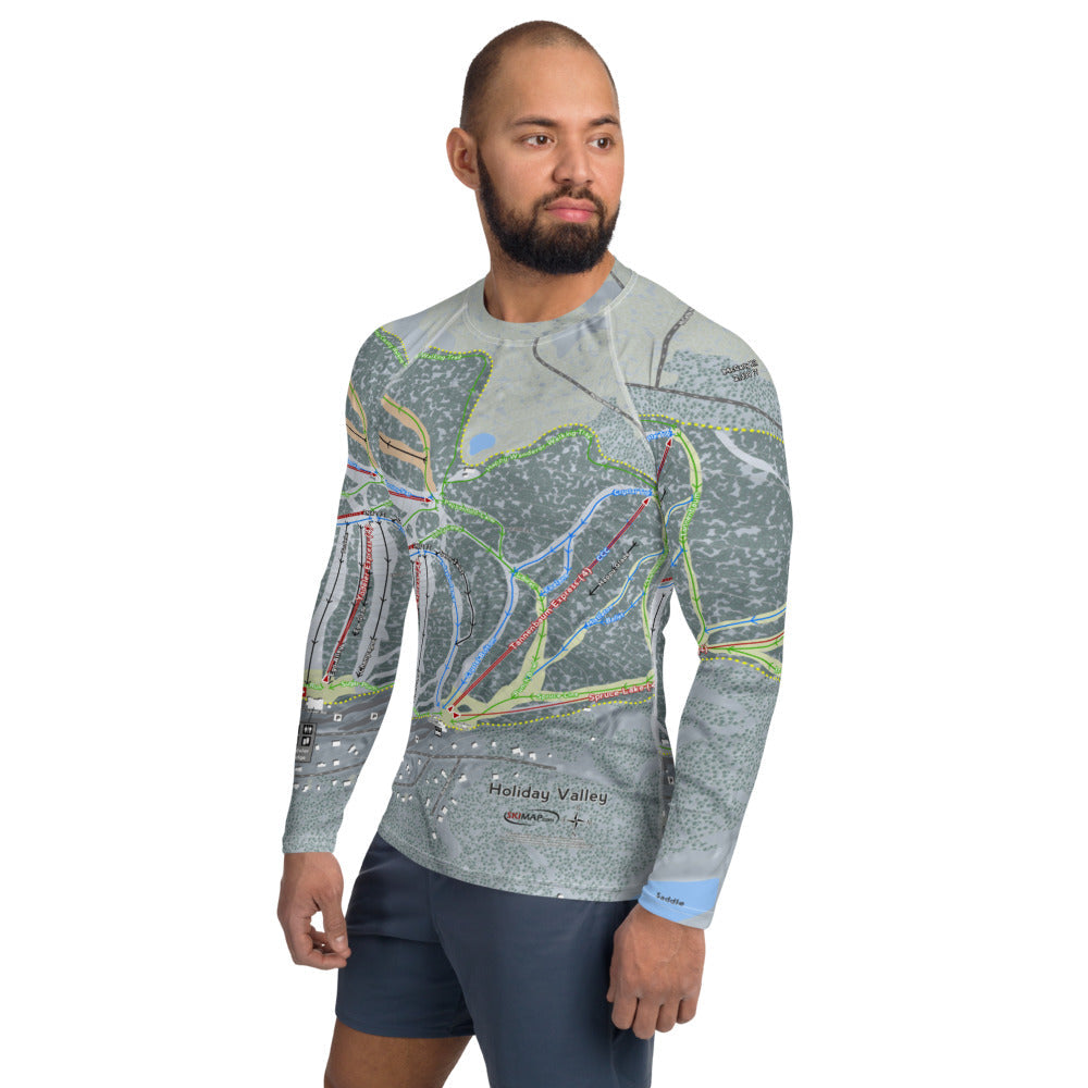 Holiday Valley, New York Ski Trail Map Men's Base Layer Top - Powderaddicts
