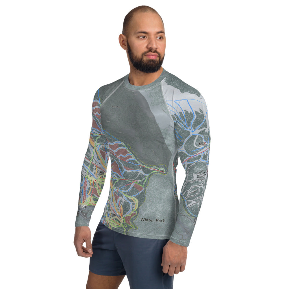 Winter Park, Colorado Ski Trail Map Men&#39;s Base Layer Top - Powderaddicts