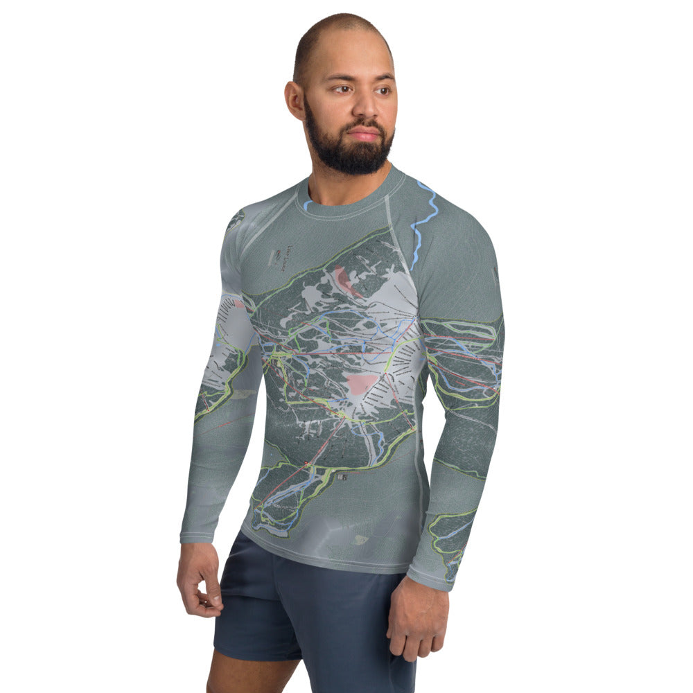 Lake Louise, Alberta Ski Trail Map Men's Base Layer Top - Powderaddicts