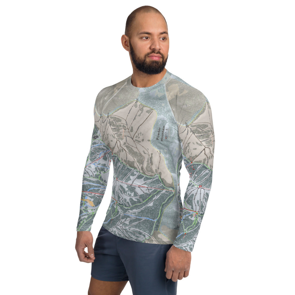 Powder Mountain, Utah Ski Trail Map Men's Base Layer Top - Powderaddicts