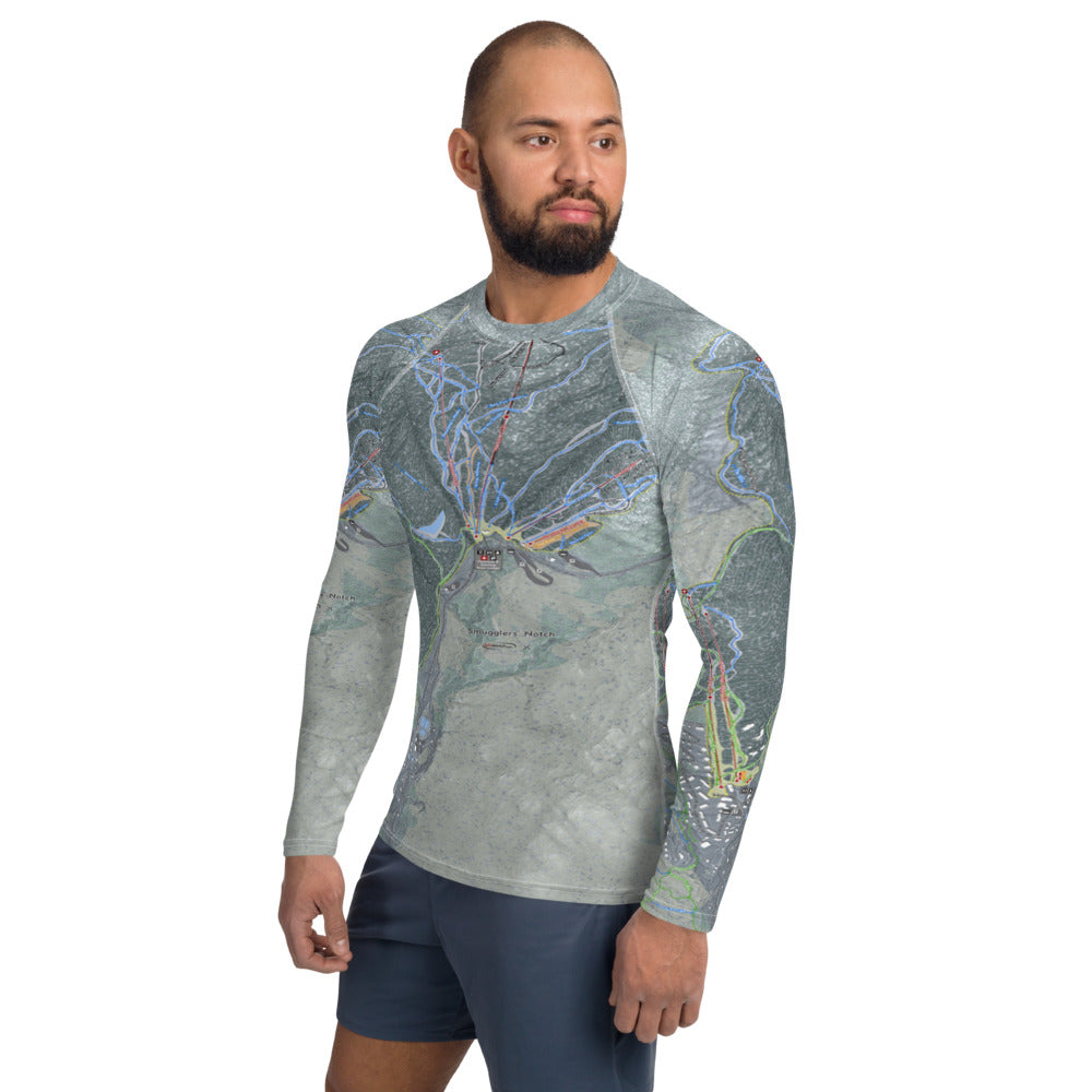 Smuggler&#39;s Notch, Vermont Ski Trail Map Men&#39;s Base Layer Top - Powderaddicts