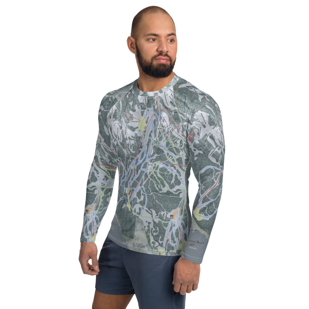 Crested Butte, Colorado Ski Trail Map Men's Base Layer Top - Powderaddicts
