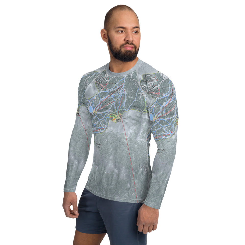Heavenly, Nevada Ski Trail Map Men's Base Layer Top - Powderaddicts