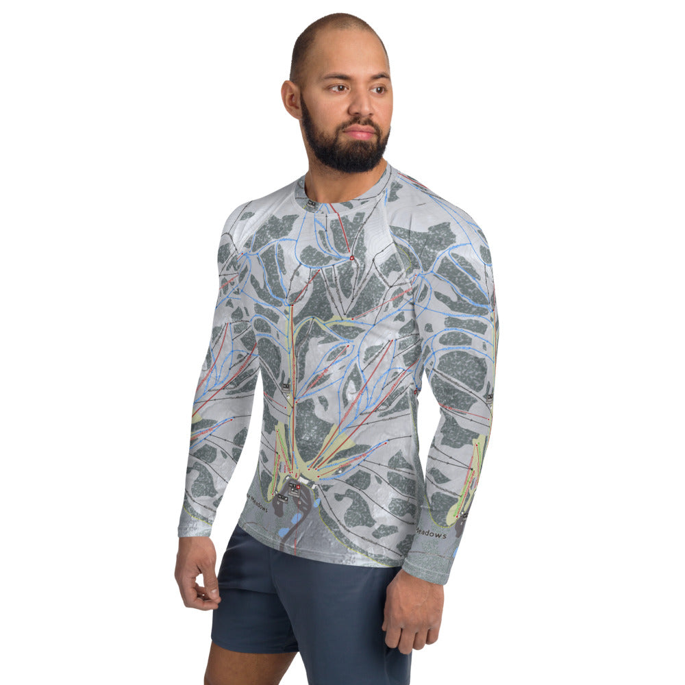 Alpine Meadows, California Ski Trail Map Men&#39;s Base Layer Top - Powderaddicts