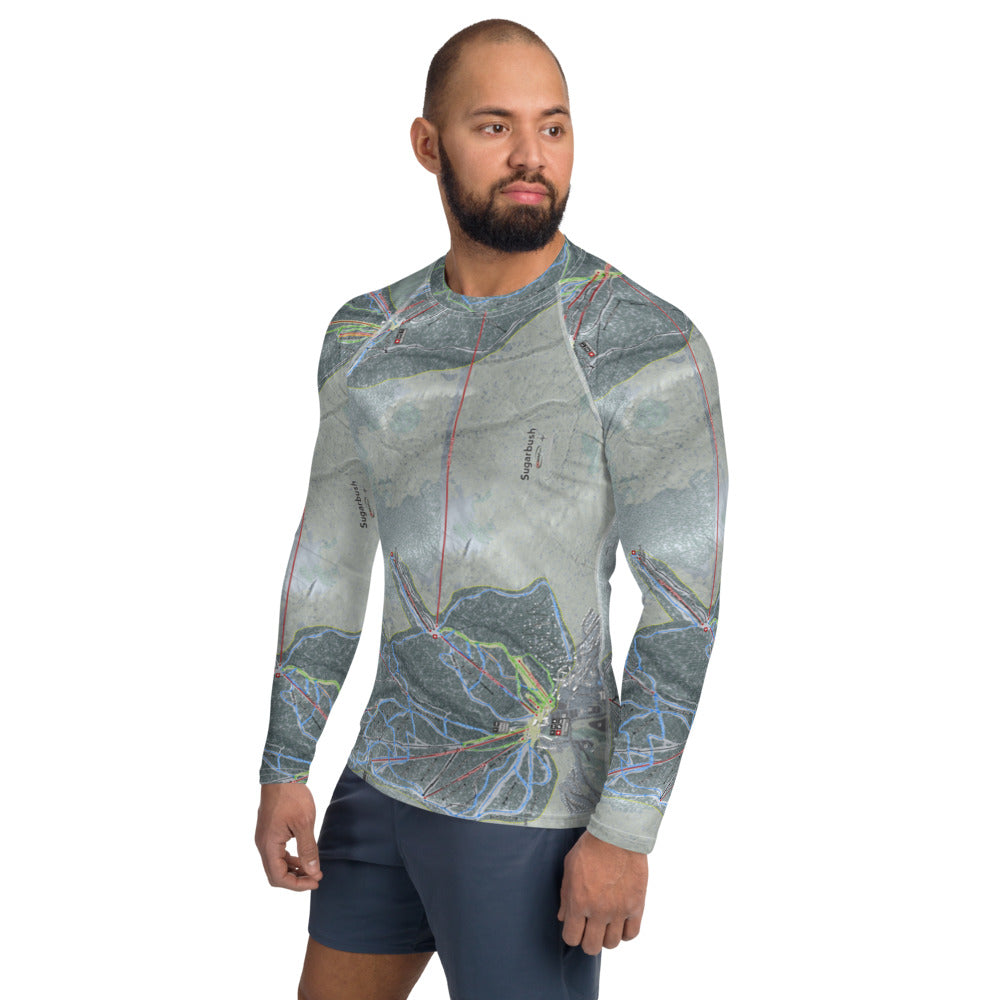 Sugarbush, Vermont Ski Trail Map Men&#39;s Base Layer Top - Powderaddicts