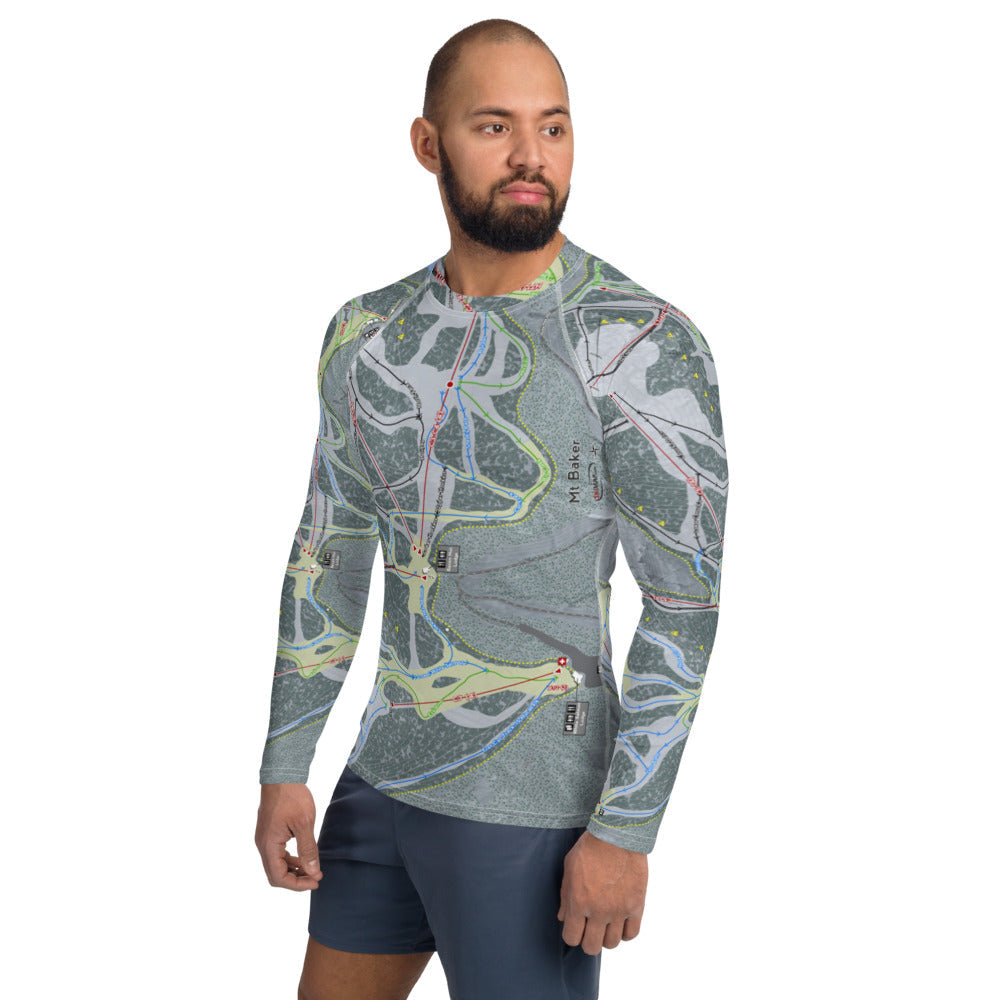 Mt. Baker, Washington Ski Trail Map Men's Base Layer Top - Powderaddicts