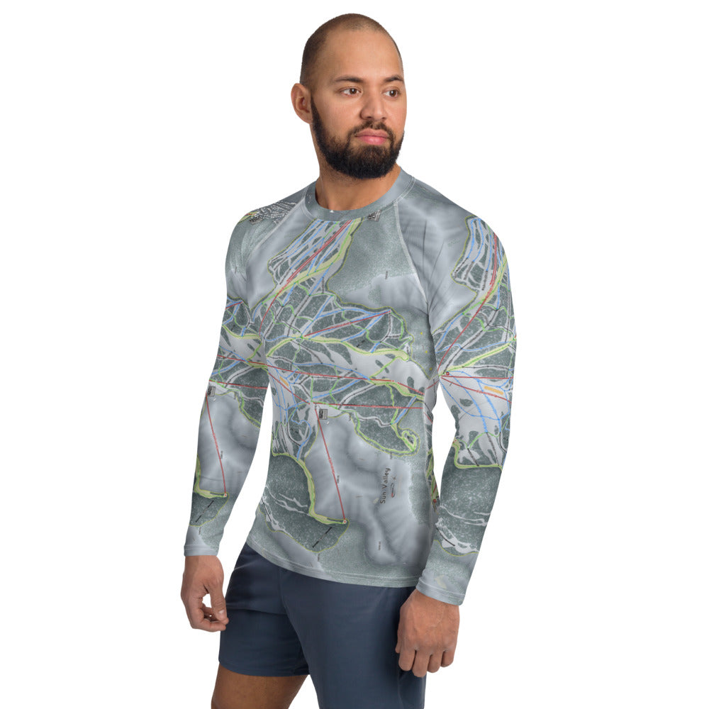 Sun Valley, Idaho Ski Trail Map Men&#39;s Base Layer Top - Powderaddicts
