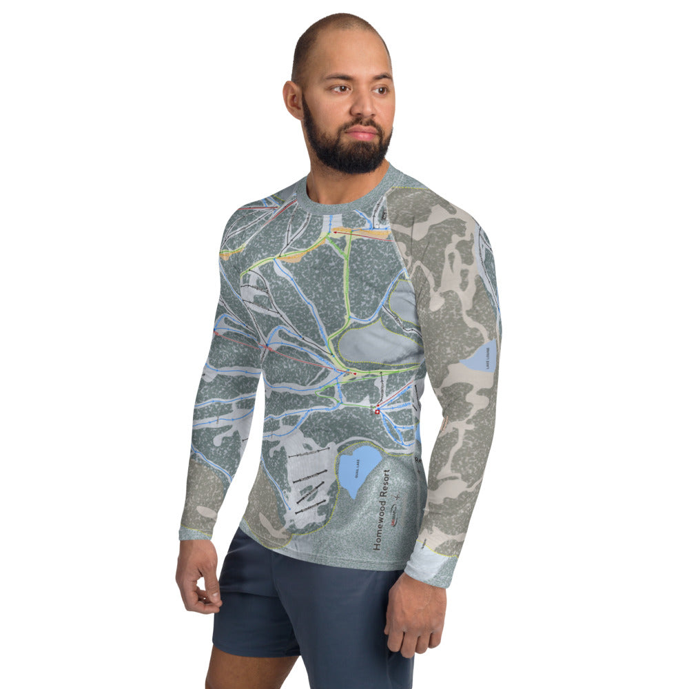 Homewood Resort, California Ski Trail Map Men's Base Layer Top - Powderaddicts