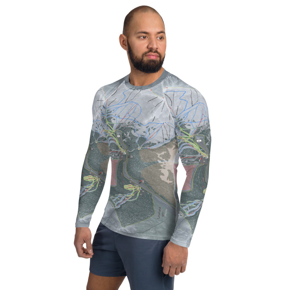Loveland, Colorado Ski Trail Map Men&#39;s Base Layer Top - Powderaddicts