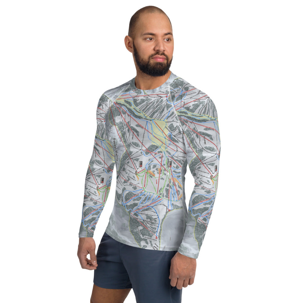 Squaw Valley, California Ski Trail Map Men&#39;s Base Layer Top - Powderaddicts