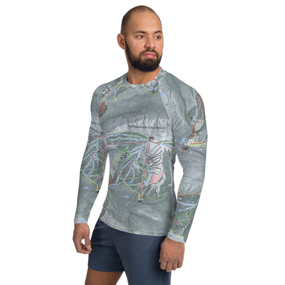 Yellowstone Club, Montana Ski Trail Map Men&#39;s Base Layer Top - Powderaddicts