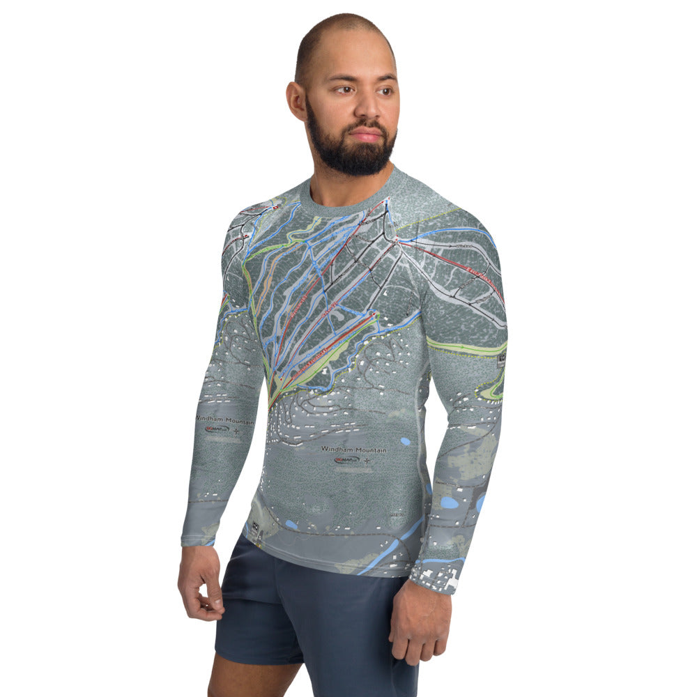 Windham Mountain, New York Ski Trail Map Men&#39;s Base Layer Top - Powderaddicts