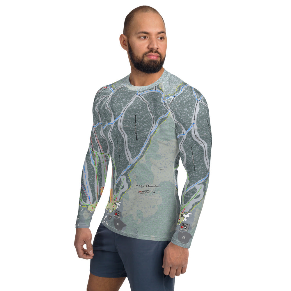 Magic Mountain, Vermont Ski Trail Map Men&#39;s Base Layer Top - Powderaddicts