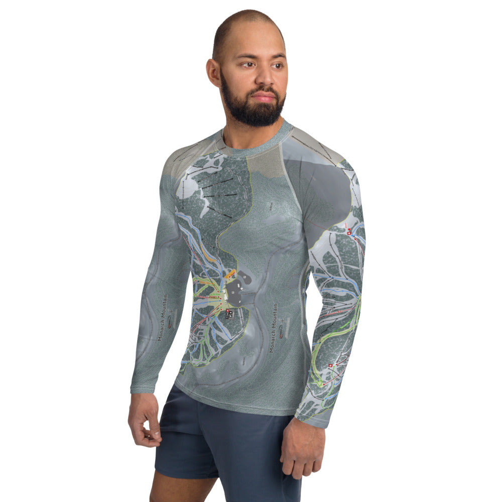 Monarch Mountain, Colorado Ski Trail Map Men's Base Layer Top - Powderaddicts