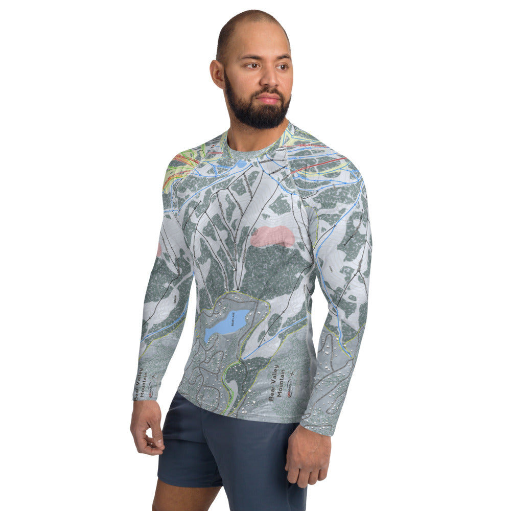 Bear Valley Mountain, California Ski Trail Map Men's Base Layer Top - Powderaddicts