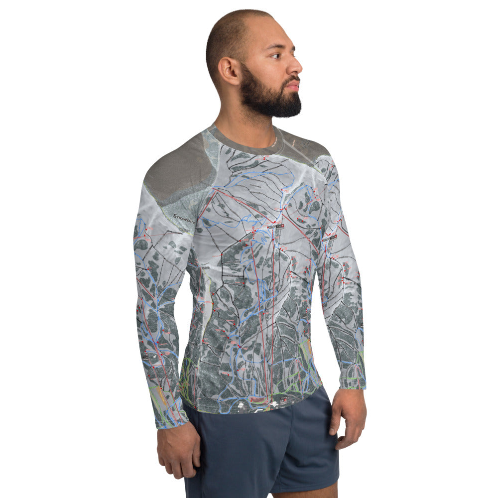 Snowbird, Utah Ski Trail Map - Men's Base Layer Top - Powderaddicts