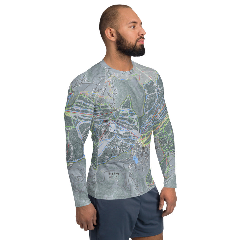 Big Sky, Montana Ski Trail Map Men&#39;s Base Layer Top - Powderaddicts