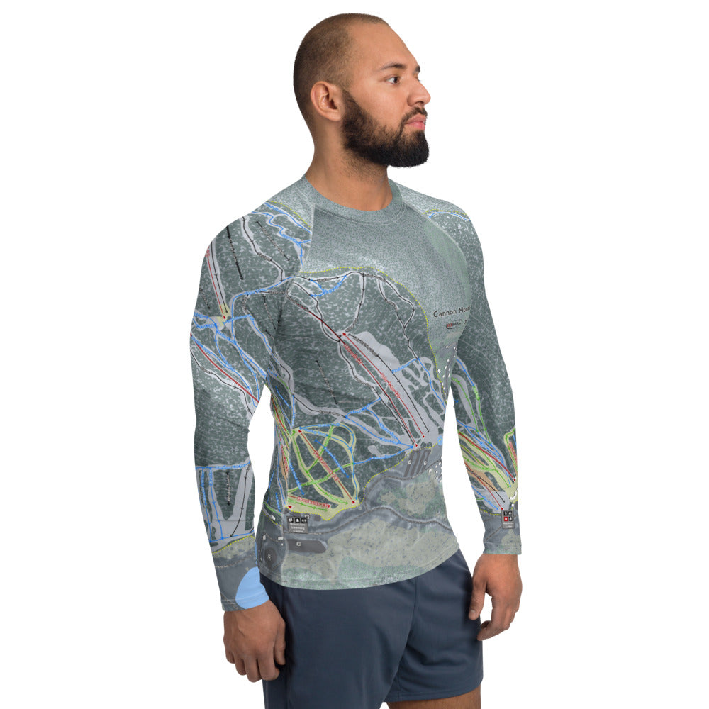 Cannon Mountain, New Hampshire Ski Trail Map Men's Base Layer Top - Powderaddicts