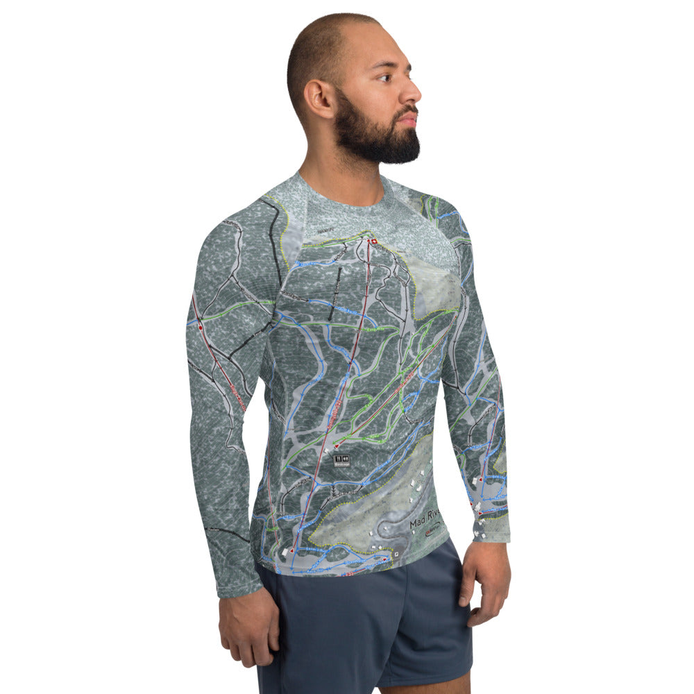 Mad River Glen, Vermont Ski Trail Map Men&#39;s Base Layer Top - Powderaddicts