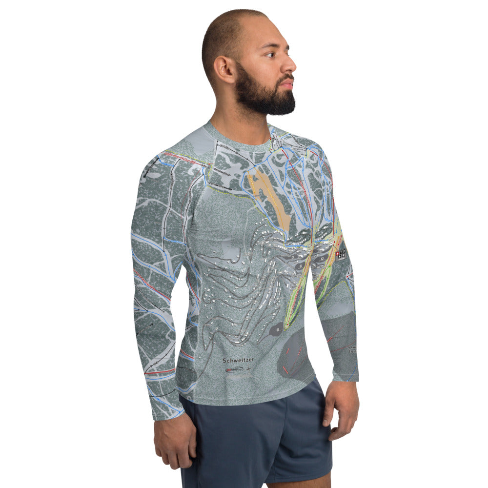Schweitzer, Idaho Ski Trail Map Men&#39;s Base Layer Top - Powderaddicts