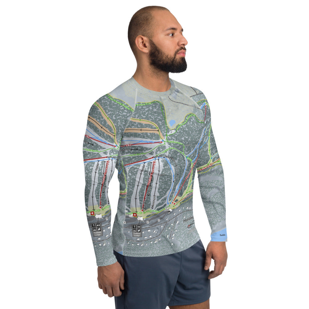 Holiday Valley, New York Ski Trail Map Men's Base Layer Top - Powderaddicts