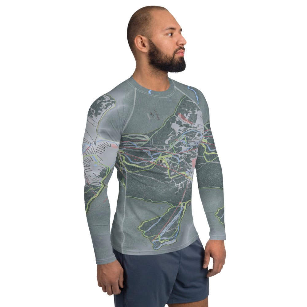 Lake Louise, Alberta Ski Trail Map Men's Base Layer Top - Powderaddicts