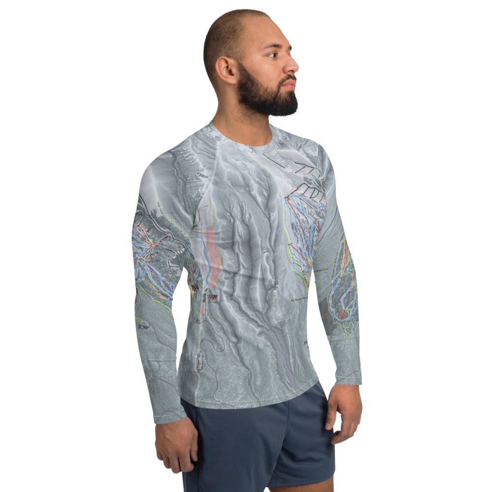 Mt Hood, Oregon Ski Trail Map Men&#39;s Base Layer Top - Powderaddicts