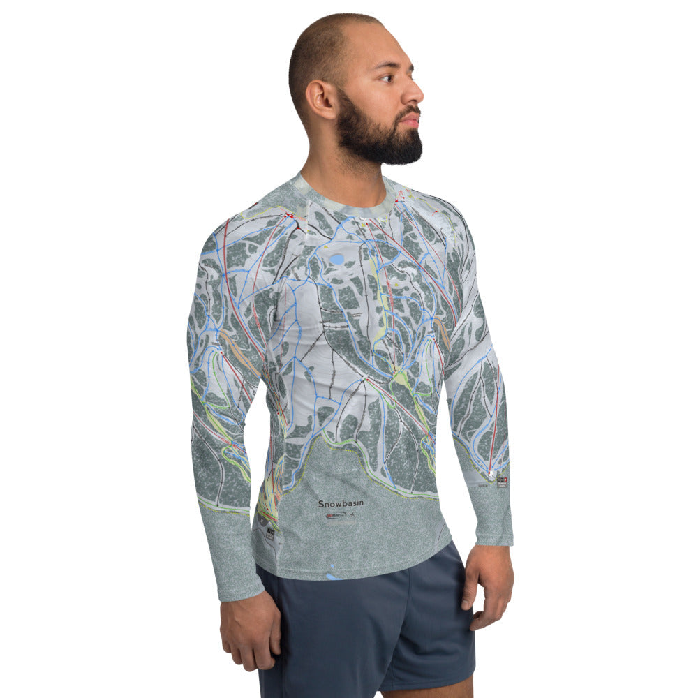 Snowbasin, Utah Ski Trail Map Men&#39;s Base Layer Top - Powderaddicts