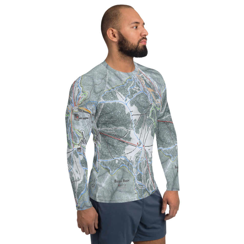 Bogus Basin, Idaho Ski Trail Map Men&#39;s Base Layer Top - Powderaddicts