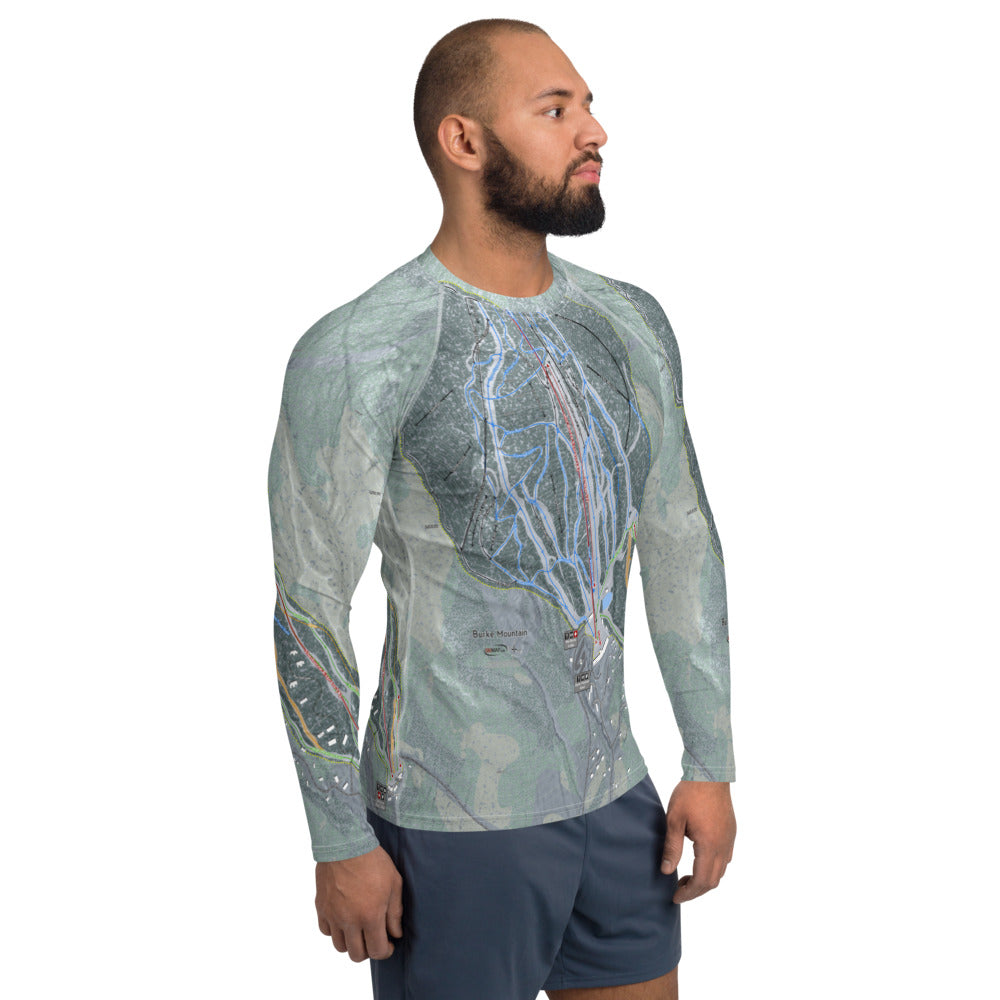 Burke Mountain, Vermont Ski Trail Map Men&#39;s Base Layer Top - Powderaddicts