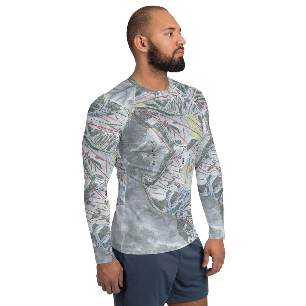 Squaw Valley, California Ski Trail Map Men&#39;s Base Layer Top - Powderaddicts