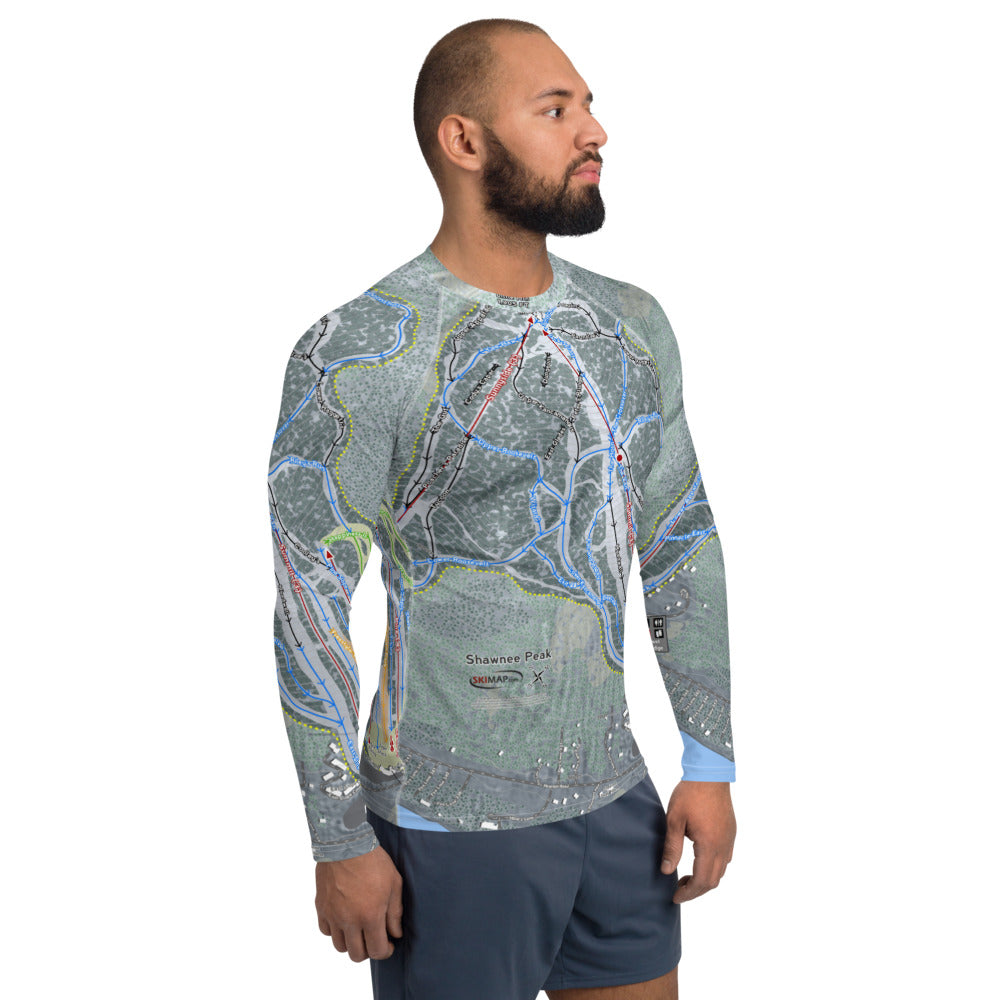 Shawnee Peak, Maine Ski Trail Map Men&#39;s Base Layer Top - Powderaddicts