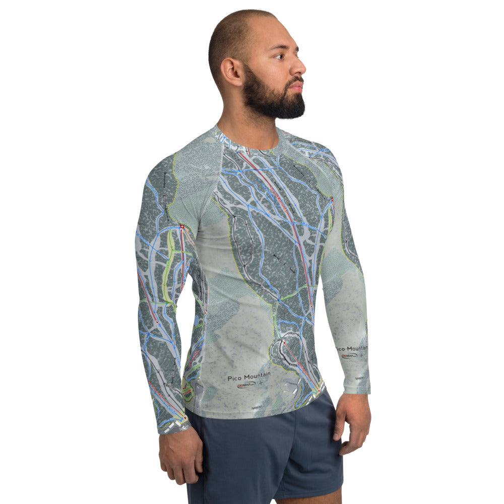 Pico Mountain, Vermont Ski Trail Map Men&#39;s Base Layer Top - Powderaddicts