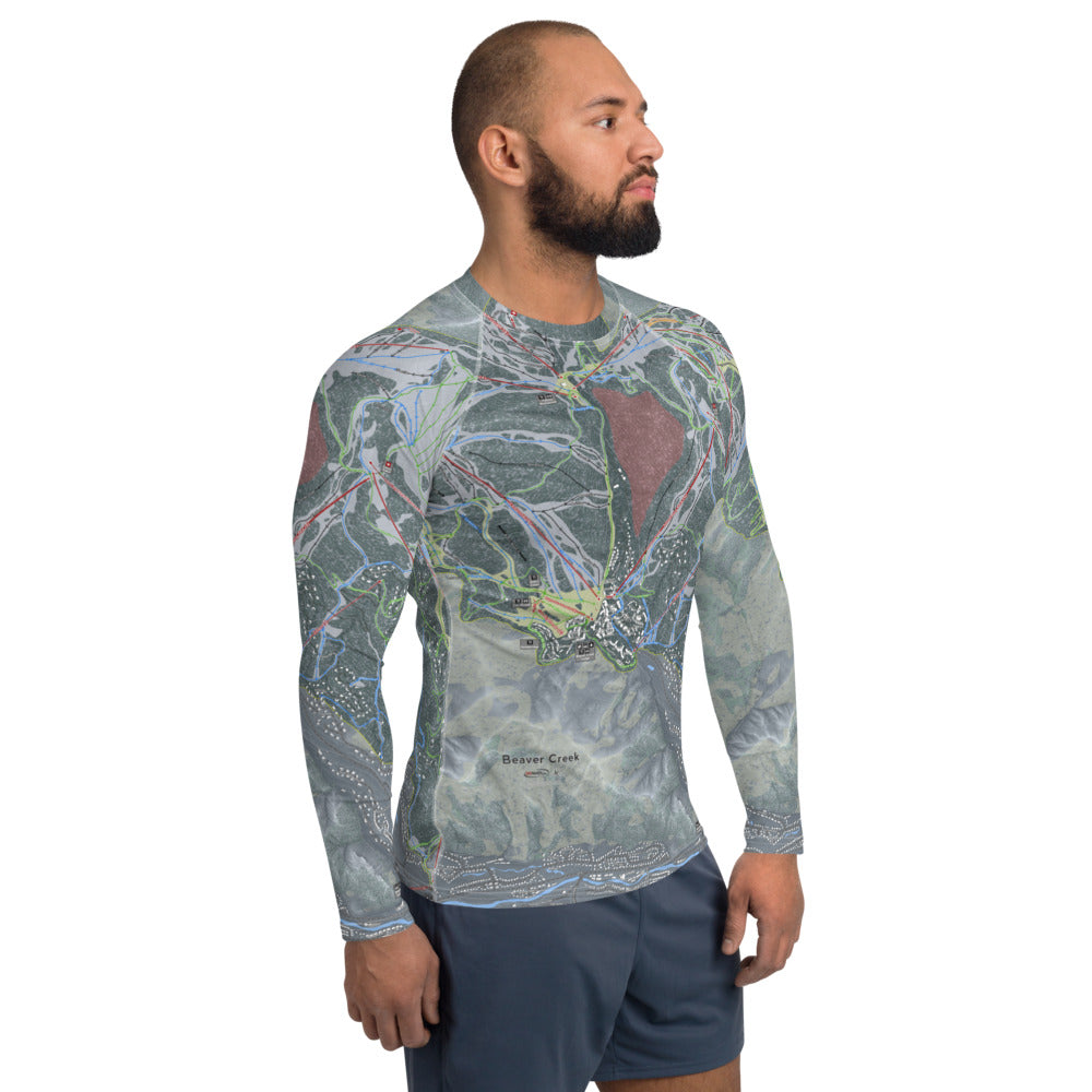 Beaver Creek, Colorado Ski Trail Map Men&#39;s Base Layer Top - Powderaddicts
