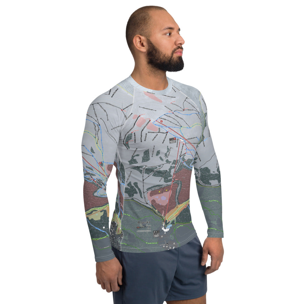 Alyeska, Alaska Ski Trail Map Men&#39;s Base Layer Top - Powderaddicts