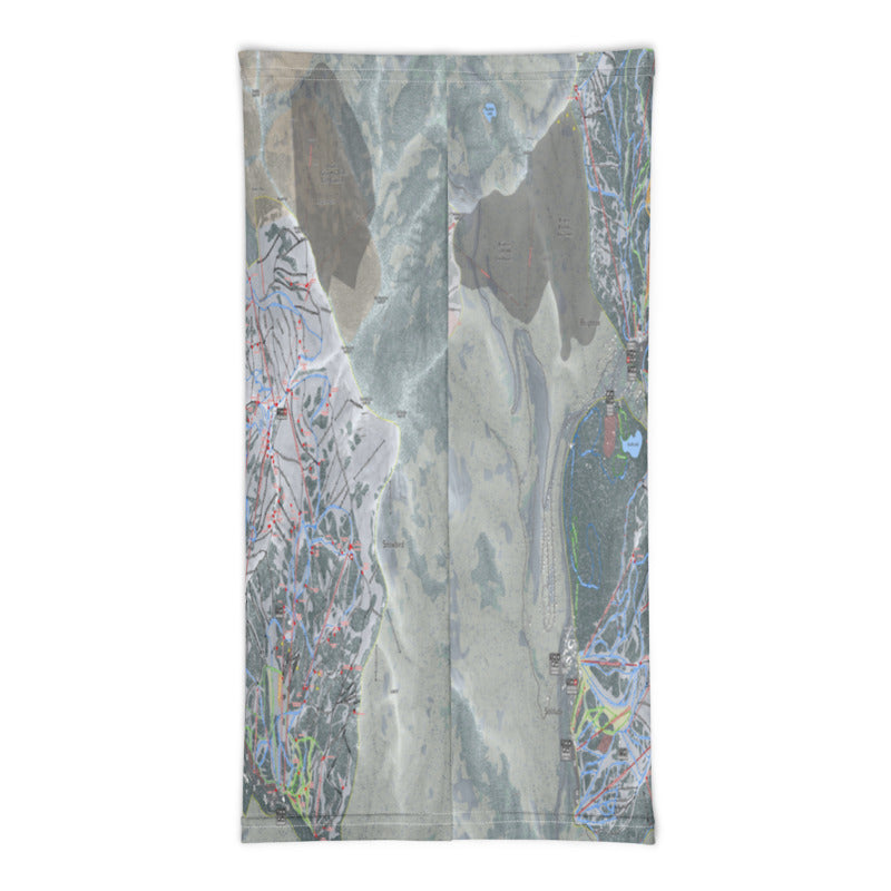 The Cottonwoods, Utah Ski Trail Map Printed Neck Gaiter - Powderaddicts